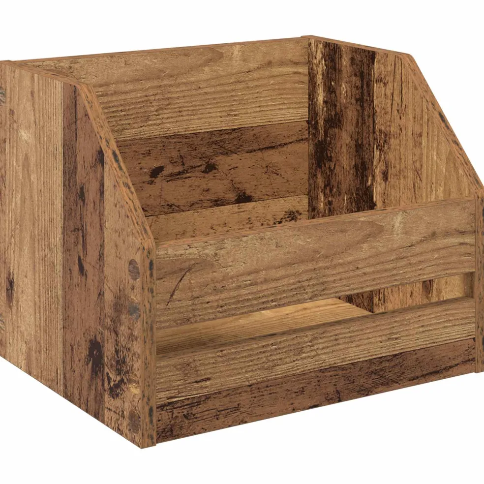 vidaXL Vinyl Album Doos Oud hout 38 x 30 x 29 cm Bewerkt hout