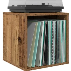 vidaXL Vinyl Album Doos Oud hout 37 x 36,5 x 38 cm Bewerkt hout