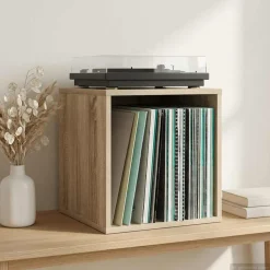 vidaXL Vinyl Album Doos Sonoma Eiken 37 x 36,5 x 38 cm Bewerkt hout