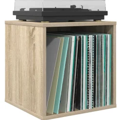 vidaXL Vinyl Album Doos Sonoma Eiken 37 x 36,5 x 38 cm Bewerkt hout