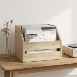 vidaXL Vinyl Album Doos Sonoma Eiken 38 x 30 x 29 cm Bewerkt hout