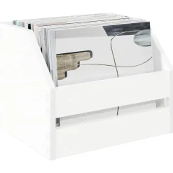 vidaXL Vinyl Album Doos Wit 38 x 30 x 29 cm Bewerkt hout