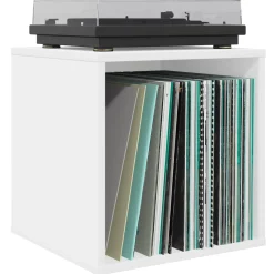vidaXL Vinyl Album Doos Wit 37 x 36,5 x 38 cm Bewerkt hout