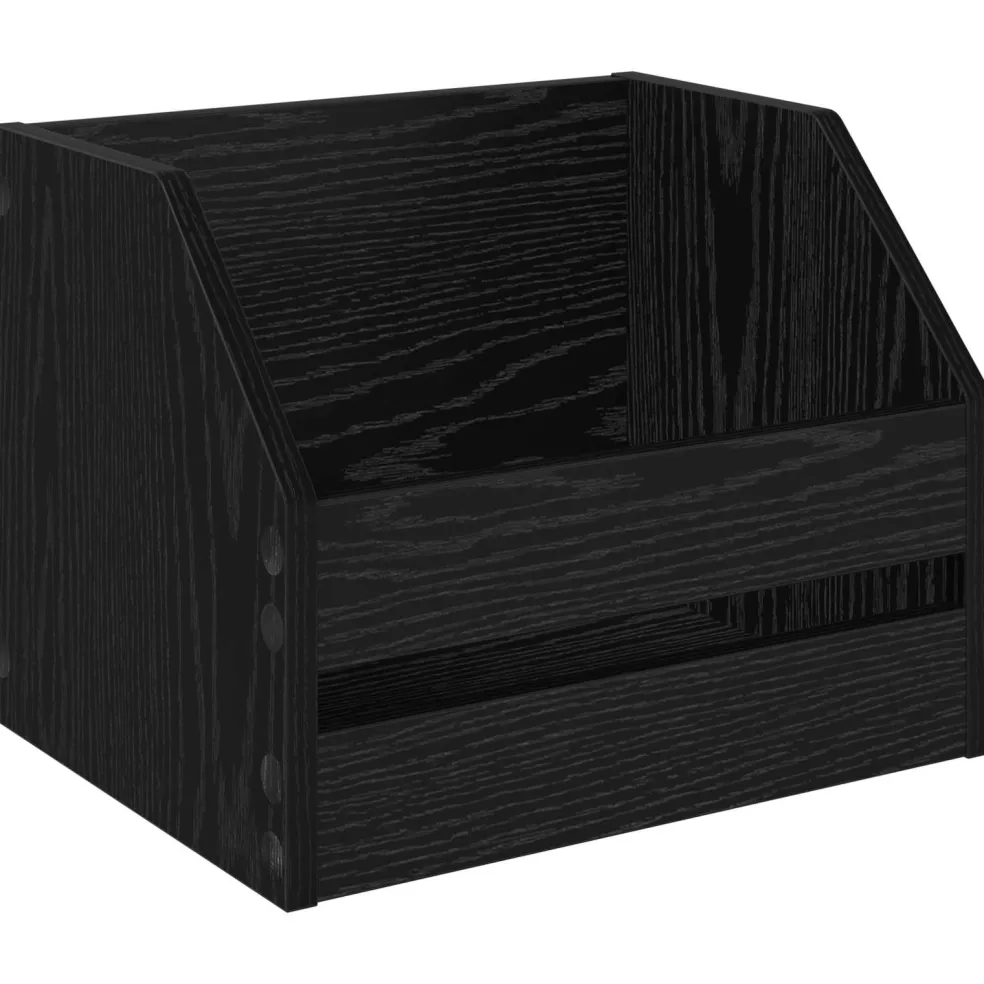 vidaXL Vinyl Album Doos Zwart eiken 38 x 30 x 29 cm Bewerkt hout