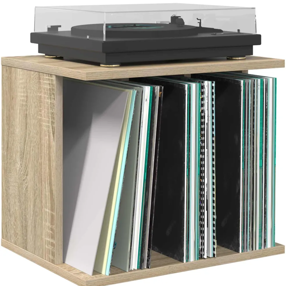 vidaXL Vinyl Platenspeler Opslag Sonoma Eiken 42 x 33 x 36 cm