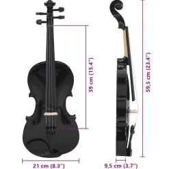 vidaXL Vioolset met strijkstok en kinsteun 4/4 zwart