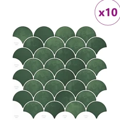 vidaXL Vis schaal tegel 10 st Donkergroen 30 x 30 cm