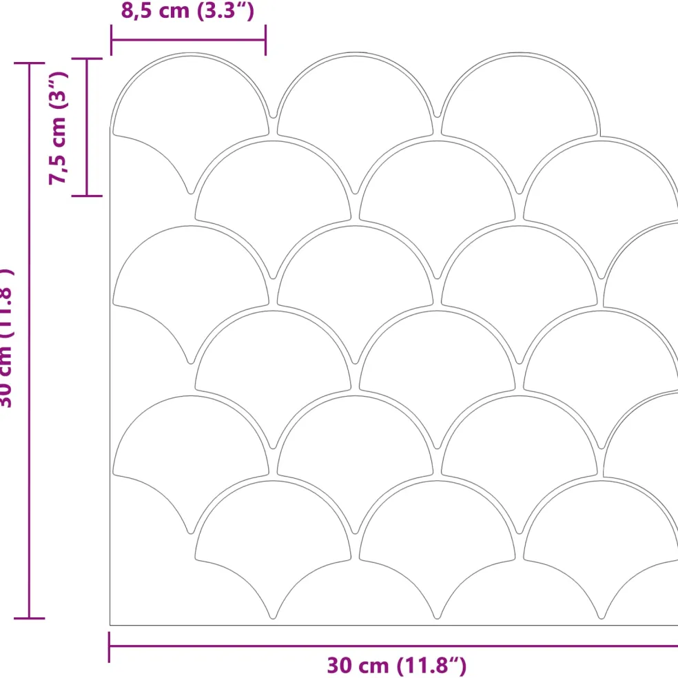 vidaXL Vis schaal tegel 10 st Wit 30 x 30 cm Polyurethaan en PET