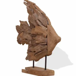 vidaXL Vissenbeeld 40x12x57 cm teakhout