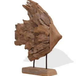 vidaXL Vissenbeeld 40x12x57 cm teakhout