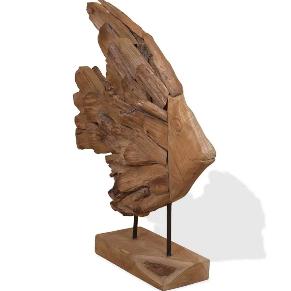 vidaXL Vissenbeeld 40x12x57 cm teakhout