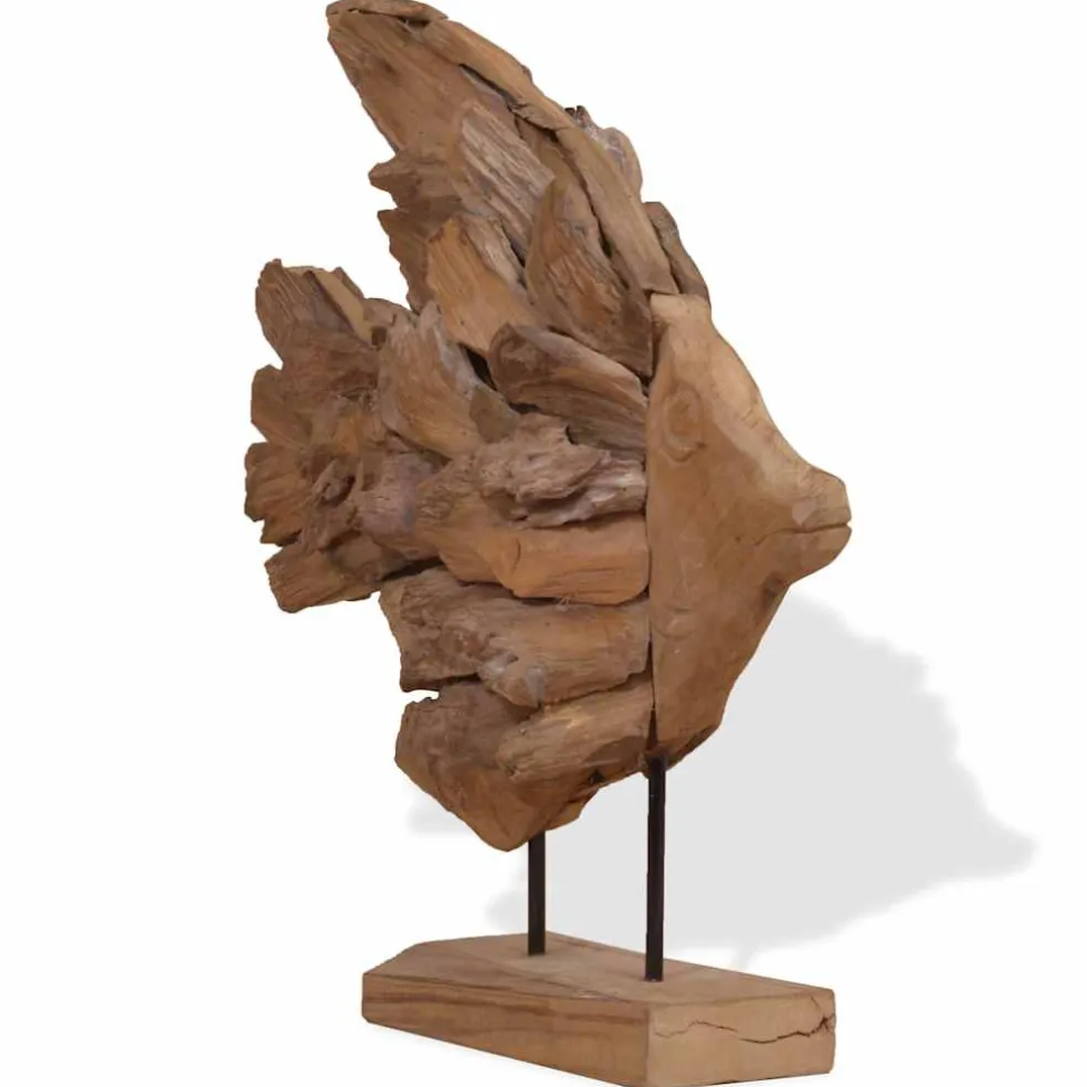vidaXL Vissenbeeld 40x12x57 cm teakhout