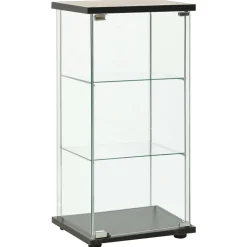 vidaXL Vitrinekast gehard glas zwart