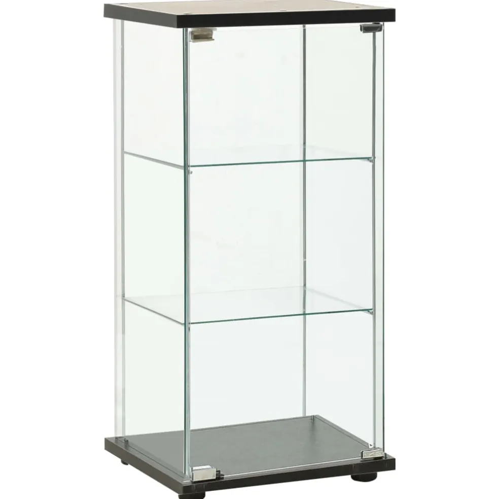 vidaXL Vitrinekast gehard glas zwart