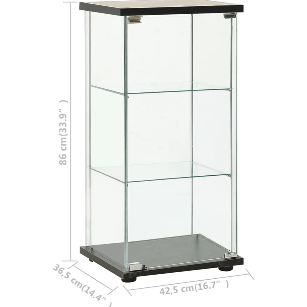 vidaXL Vitrinekast gehard glas zwart