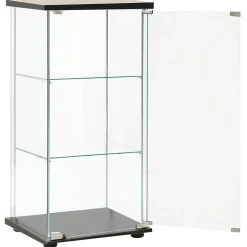 vidaXL Vitrinekast gehard glas zwart