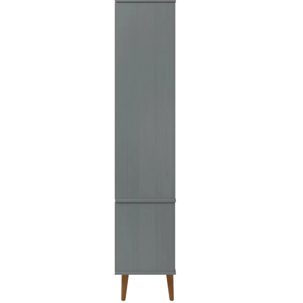 vidaXL Vitrinekast MOLDE 90x35x175 cm massief grenenhout grijs