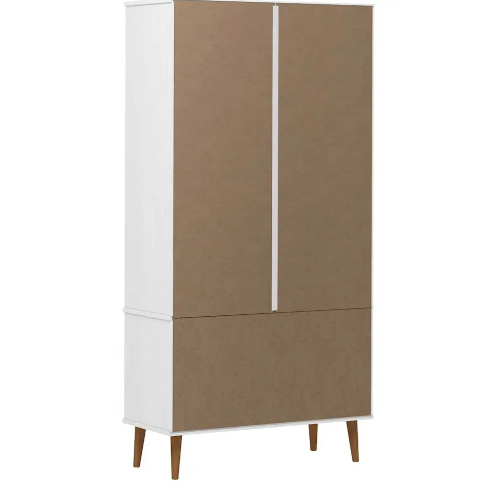 vidaXL Vitrinekast MOLDE 90x35x175 cm massief grenenhout wit
