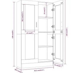 vidaXL Vitrinekast 82,5x30,5x150 cm bewerkt hout grijs sonoma eiken