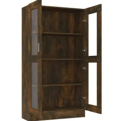 vidaXL Vitrinekast 82,5x30,5x150 cm bewerkt hout gerookt eikenkleurig
