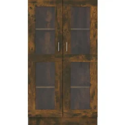 vidaXL Vitrinekast 82,5x30,5x150 cm bewerkt hout gerookt eikenkleurig