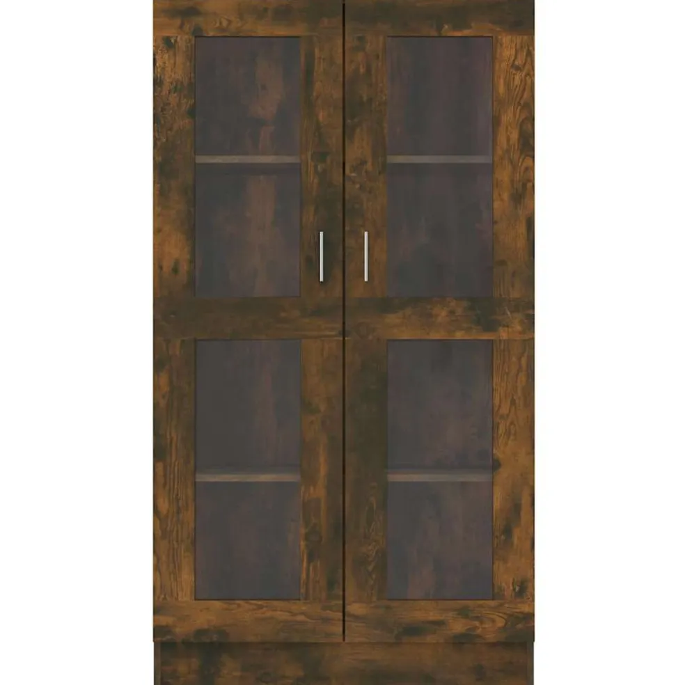 vidaXL Vitrinekast 82,5x30,5x150 cm bewerkt hout gerookt eikenkleurig