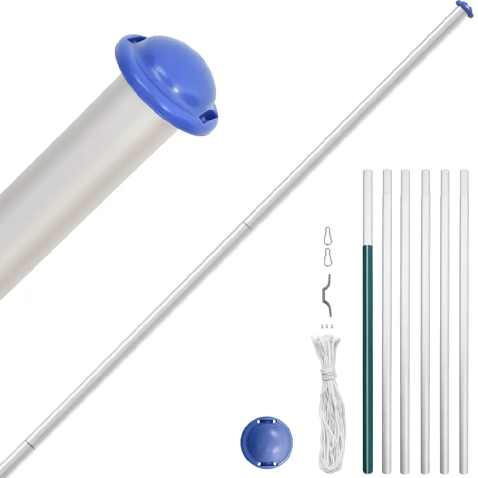 vidaXL Vlag met vlaggenmast Europa 6,08 m aluminium
