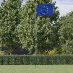 vidaXL Vlag met vlaggenmast Europa 6,08 m aluminium
