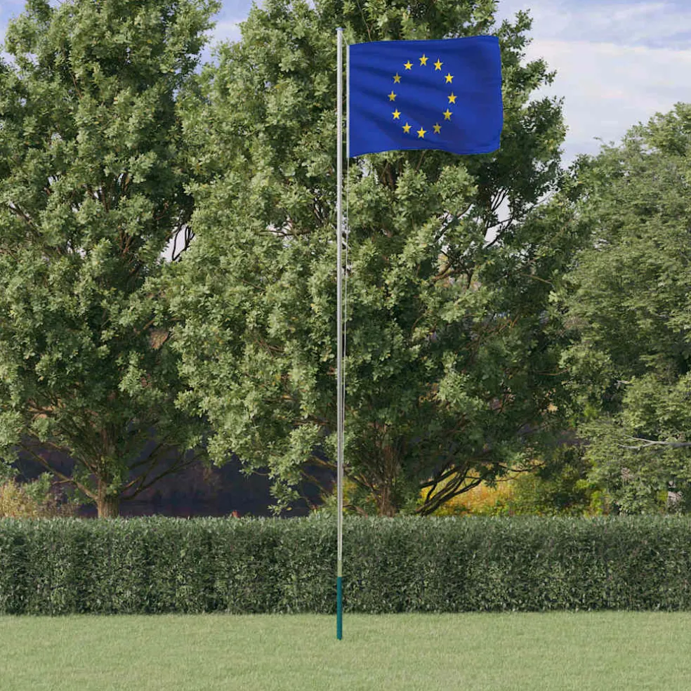 vidaXL Vlag met vlaggenmast Europa 6,08 m aluminium