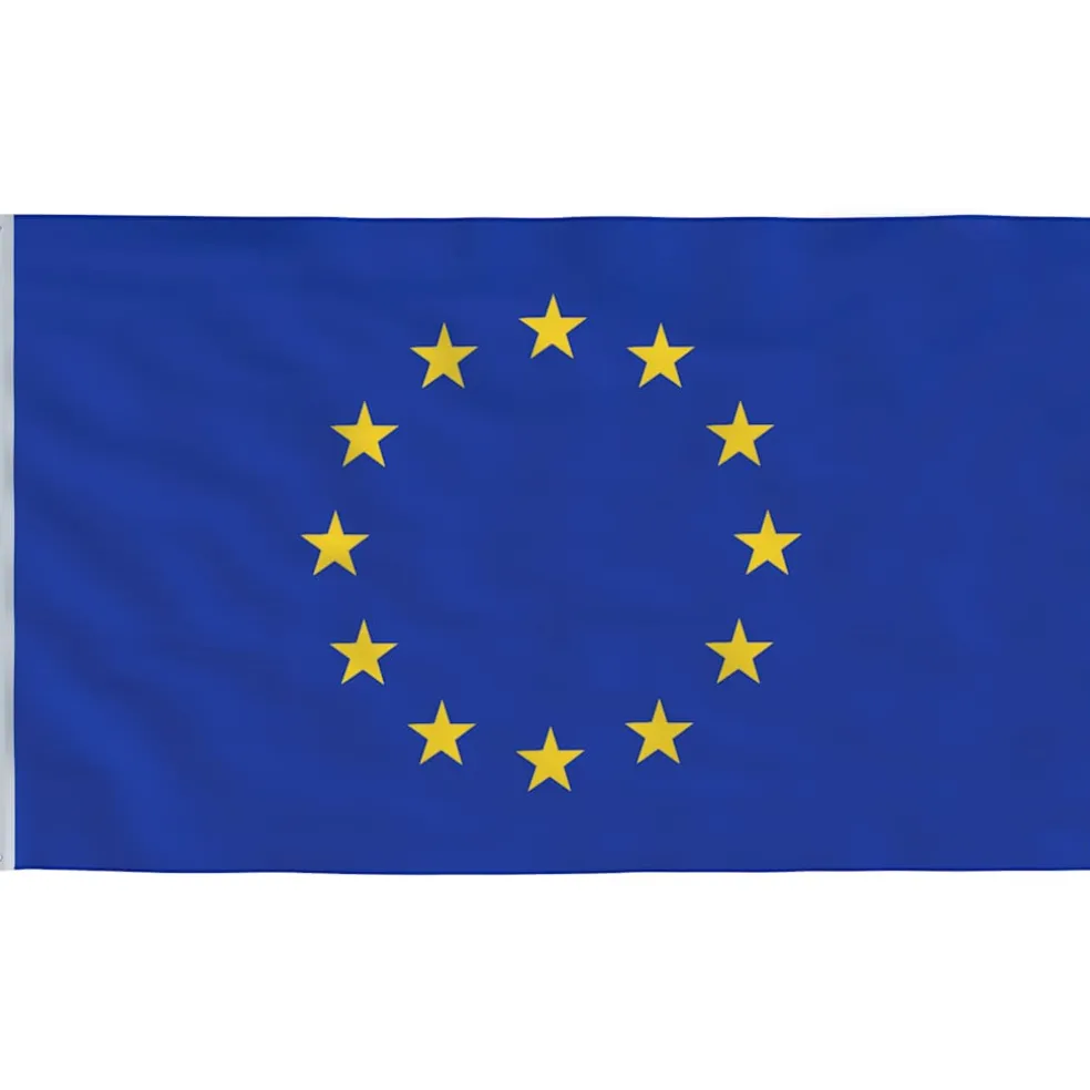 vidaXL Vlag met vlaggenmast Europa 6,08 m aluminium