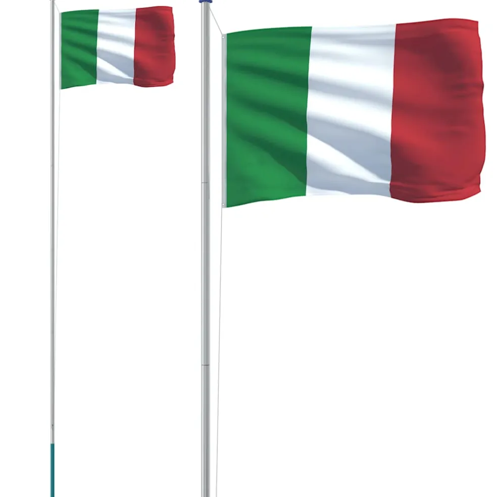 vidaXL Vlag met vlaggenmast Italië 6,08 m aluminium