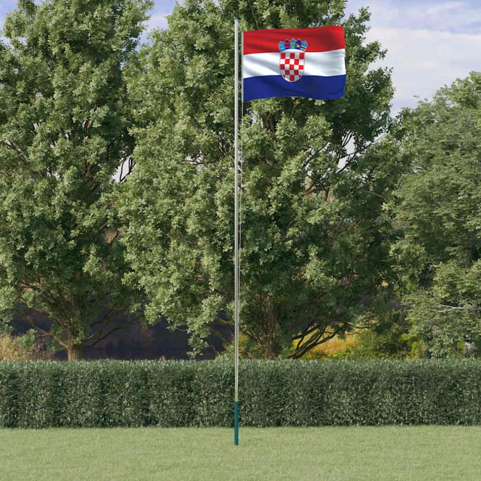 vidaXL Vlag met vlaggenmast Kroatië 6,08 m aluminium