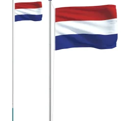 vidaXL Vlag met vlaggenmast Nederland 6,08 m aluminium