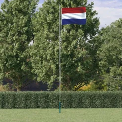 vidaXL Vlag met vlaggenmast Nederland 6,08 m aluminium