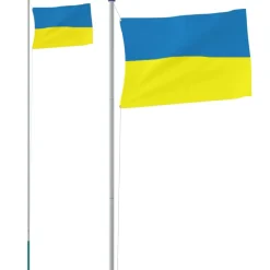 vidaXL Vlag met vlaggenmast Oekraïne 6,23 m aluminium
