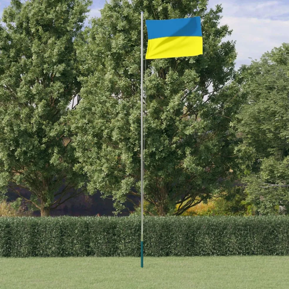 vidaXL Vlag met vlaggenmast Oekraïne 6,23 m aluminium
