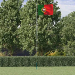vidaXL Vlag met vlaggenmast Portugal 6,08 m aluminium