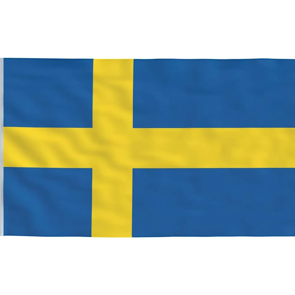 vidaXL Vlag met vlaggenmast Zweden 6,08 m aluminium