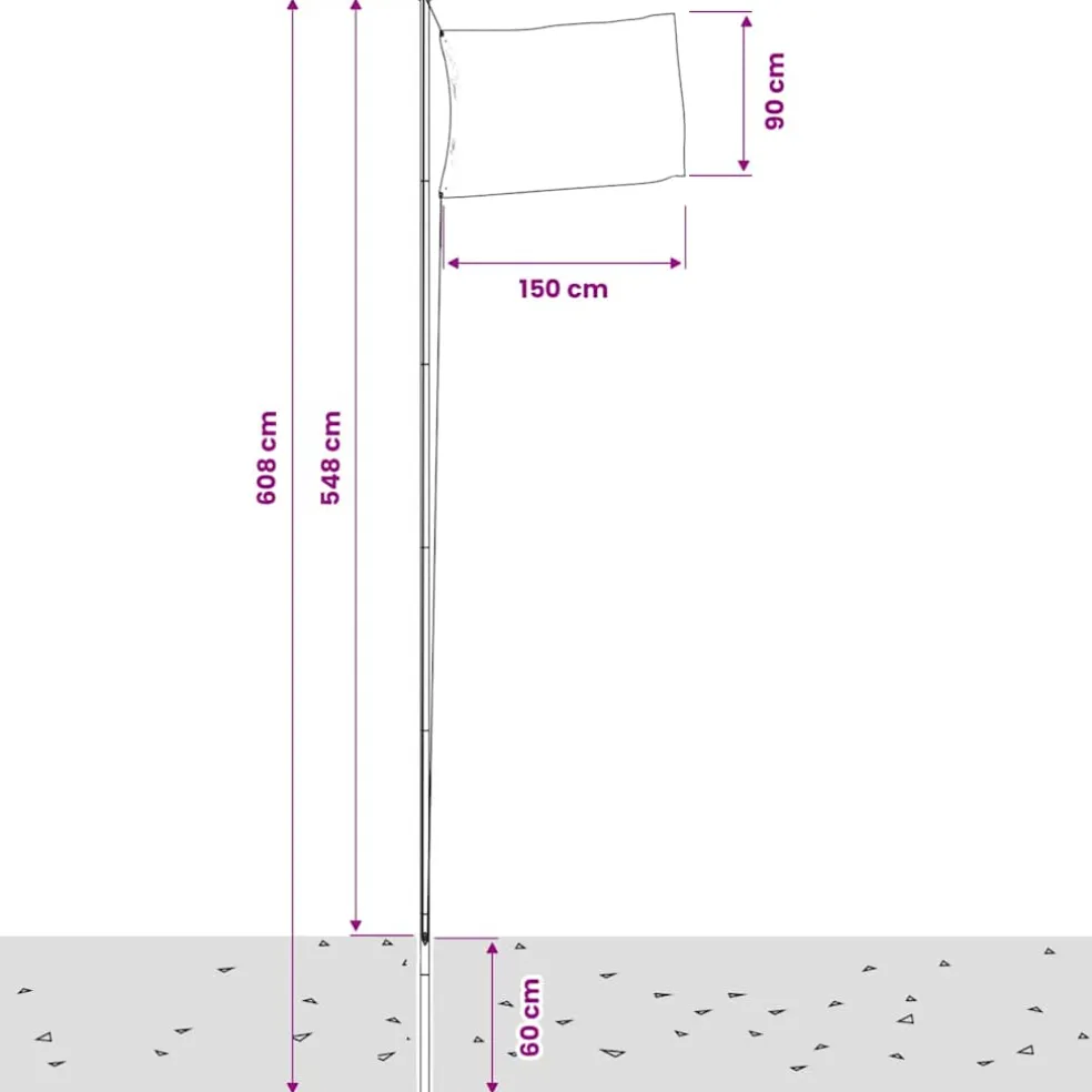 vidaXL Vlag met vlaggenmast Zweden 6,08 m aluminium