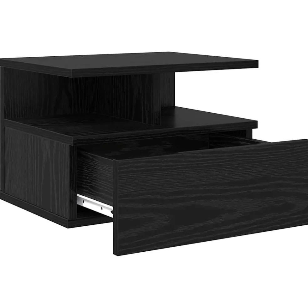 vidaXL Vliegend Nachtkastje Zwart Eiken 40 x 31 x 28 cm Bewerkt hout