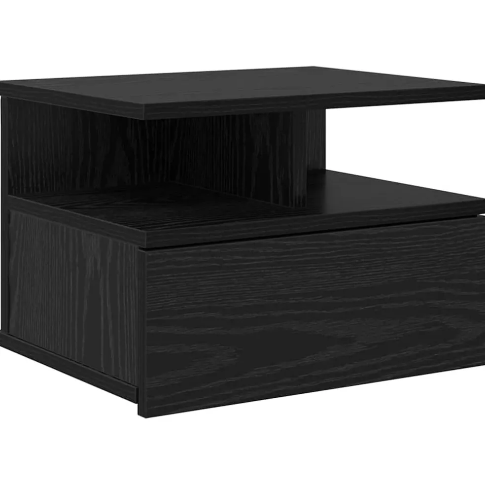 vidaXL Vliegend Nachtkastje Zwart Eiken 40 x 31 x 28 cm Bewerkt hout