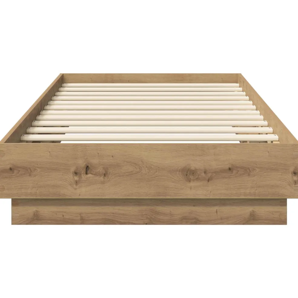 vidaXL Vloerbedframe Artisanaal eiken 80 x 200 cm Bewerkt hout