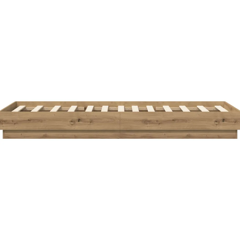 vidaXL Vloerbedframe Artisanaal eiken 80 x 200 cm Bewerkt hout