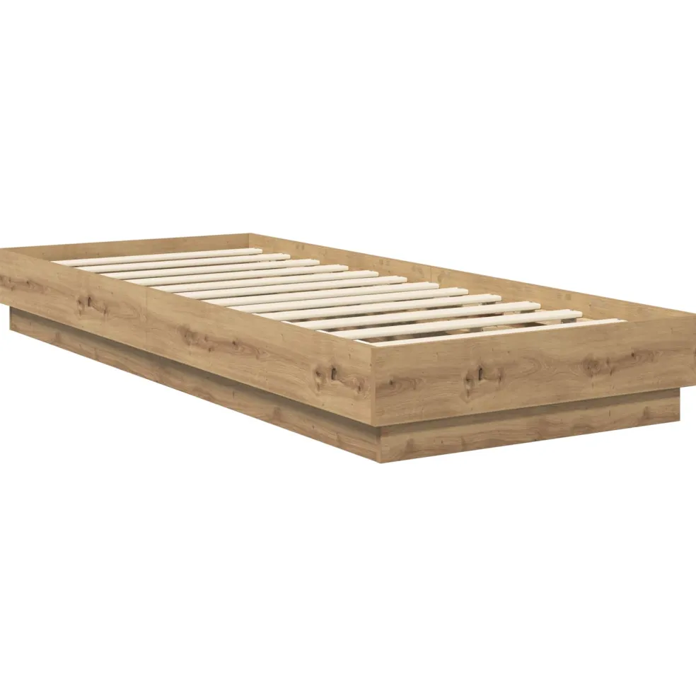 vidaXL Vloerbedframe Artisanaal eiken 80 x 200 cm Bewerkt hout