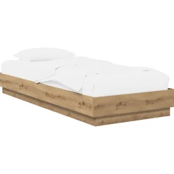 vidaXL Vloerbedframe Artisanaal eiken 80 x 200 cm Bewerkt hout