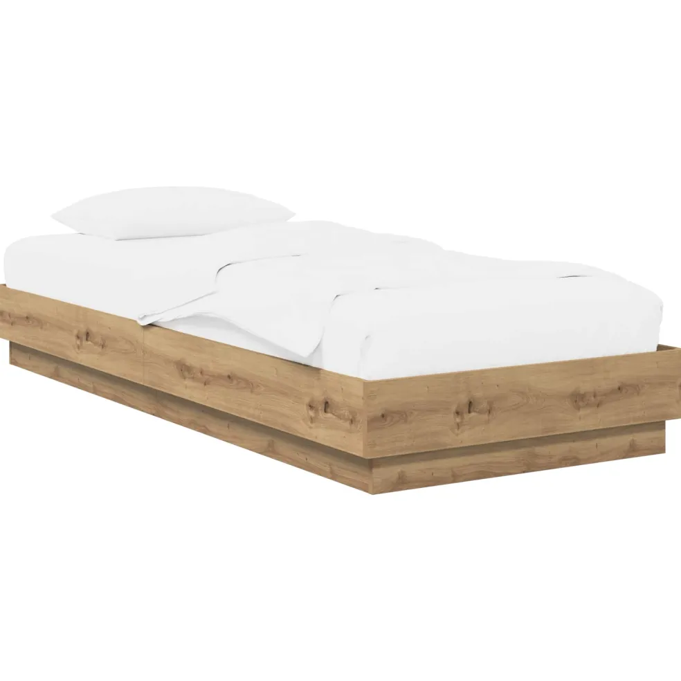 vidaXL Vloerbedframe Artisanaal eiken 80 x 200 cm Bewerkt hout