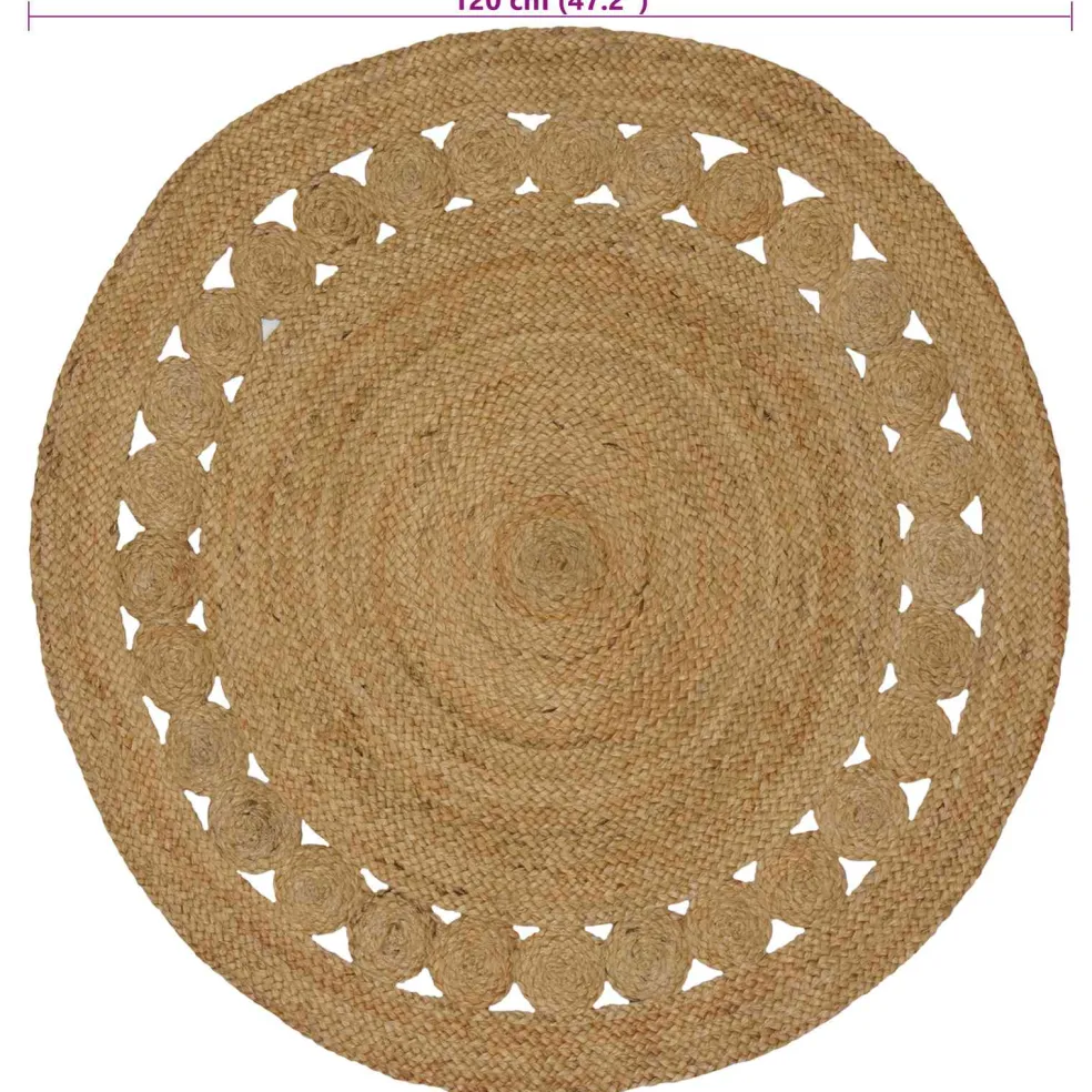 vidaXL Vloerkleden Naturel Ø 120 cm Jute