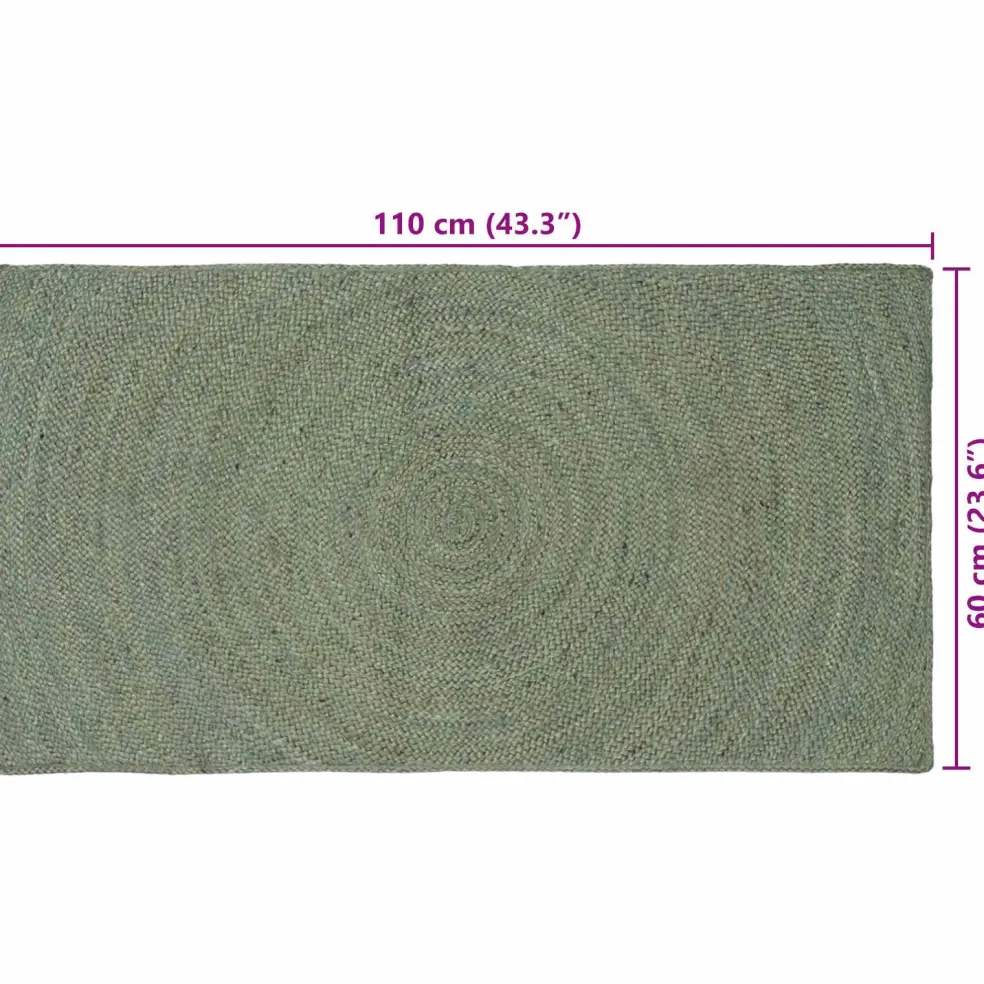 vidaXL Vloerkleden Olijfgroen 60 x 110 cm Jute
