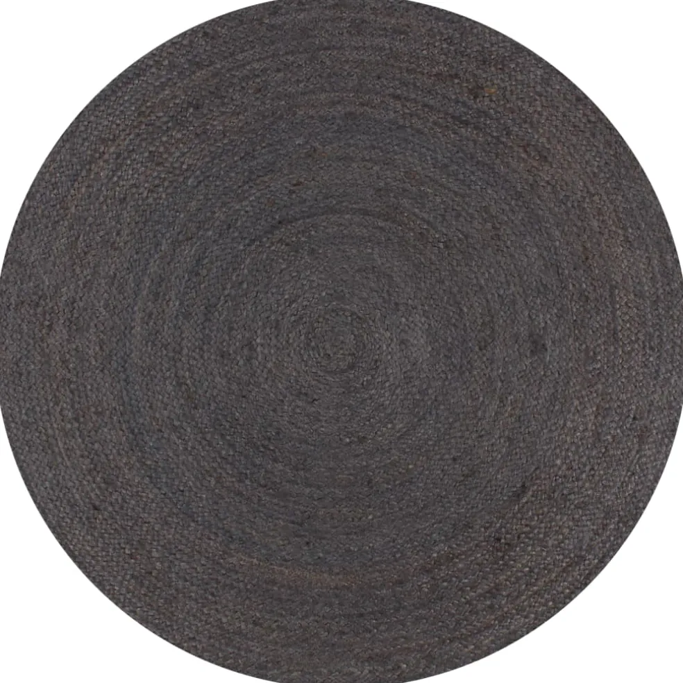 vidaXL Vloerkleed handgemaakt rond 90 cm jute donkergrijs