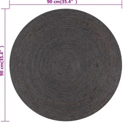 vidaXL Vloerkleed handgemaakt rond 90 cm jute donkergrijs